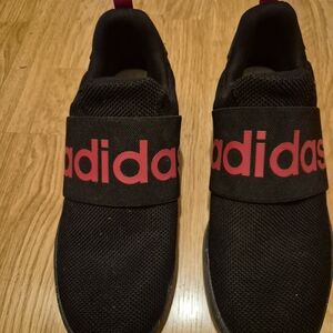 Adidas Black Athletic Shoes with Red Branding